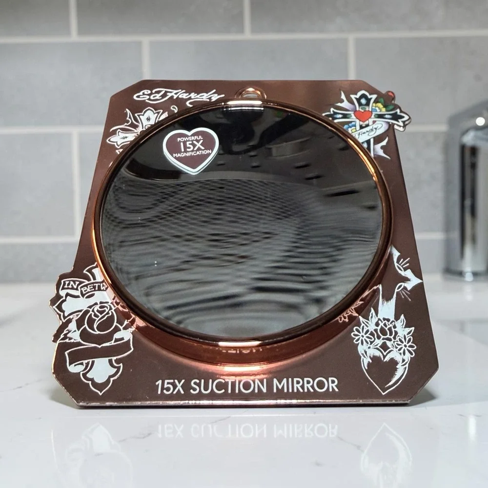 Ed Hardy Suction Mirror Unisex OS Rose Gold New 15X Magnification Tattoo Art